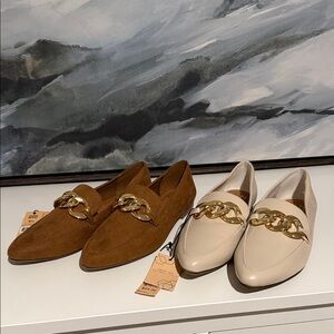 Women's Madden NYC Chain-Accent Loafers in Brown and Cream - bundle - size 8.5